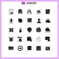 25 Icons in Solid Style Glyph Symbols on White Background Creative Vector Signs for Web mobile and Print
