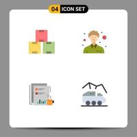4 Flat Icon concept for Websites Mobile and Apps industry financial stock man news Editable Vector Design Elements