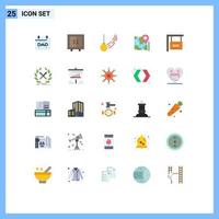 User Interface Pack of 25 Basic Flat Colors of destination location pendulum pin motion Editable Vector Design Elements