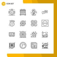 16 Icon Set Line Style Icon Pack Outline Symbols isolated on White Backgound for Responsive Website Designing vector