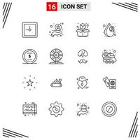 Pack of 16 creative Outlines of biochemistry dollar box coin health Editable Vector Design Elements