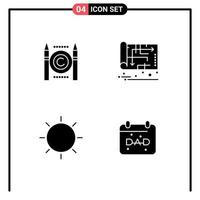 User Interface Pack of 4 Basic Solid Glyphs of business design digital house layout Editable Vector Design Elements