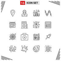 16 Icons Line Style Grid Based Creative Outline Symbols for Website Design Simple Line Icon Signs Isolated on White Background 16 Icon Set vector