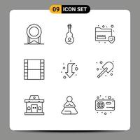 paquete de iconos de vector de stock de 9 signos y símbolos de línea para elementos de diseño de vector editables de película de video de datos de flecha completa