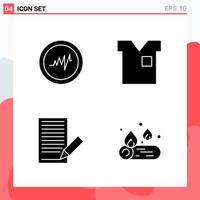 Collection of 4 Vector Icons in solid style Modern Glyph Symbols for Web and Mobile Solid Icon Sign Isolated on White Background 4 Icons