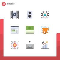 9 User Interface Flat Color Pack of modern Signs and Symbols of website page technology internet people Editable Vector Design Elements