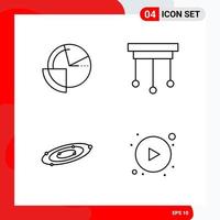 Creative Set of 4 Universal Outline Icons isolated on White Background vector