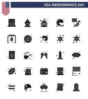 Modern Set of 25 Solid Glyph and symbols on USA Independence Day such as sport football thanksgiving american usa Editable USA Day Vector Design Elements