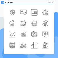 Set of 16 Modern UI Icons Symbols Signs for arrow cloud select box download candle Editable Vector Design Elements