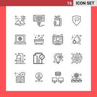 16 Icon Pack Line Style Outline Symbols on White Background Simple Signs for general designing vector