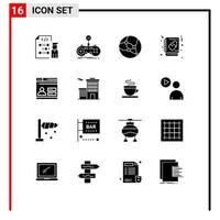 Pictogram Set of 16 Simple Solid Glyphs of user notebook gamepad love web Editable Vector Design Elements