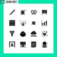 16 Creative Icons Modern Signs and Symbols of alert message repair ad pretzel Editable Vector Design Elements