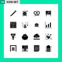 16 Creative Icons Modern Signs and Symbols of alert message repair ad pretzel Editable Vector Design Elements