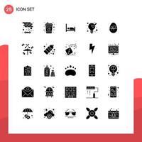 Mobile Interface Solid Glyph Set of 25 Pictograms of easter egg hospital solution management Editable Vector Design Elements