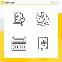 colección de 4 iconos de línea universal conjunto de iconos para web y móvil vector