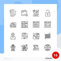 16 Thematic Vector Outlines and Editable Symbols of digital artificial no user interface lock Editable Vector Design Elements