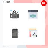 4 Universal Flat Icons Set for Web and Mobile Applications building drink business html water Editable Vector Design Elements