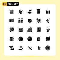 Mobile Interface Solid Glyph Set of 25 Pictograms of ampule task creative list check Editable Vector Design Elements