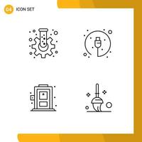 Line Pack of 4 Universal Symbols of cog living tube plug bucket Editable Vector Design Elements