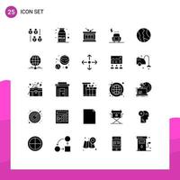 Mobile Interface Solid Glyph Set of 25 Pictograms of world location irish global electric Editable Vector Design Elements