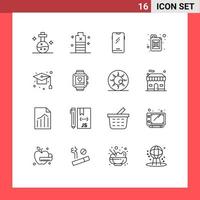 Outline Pack of 16 Universal Symbols of cap gasoline power canister android Editable Vector Design Elements