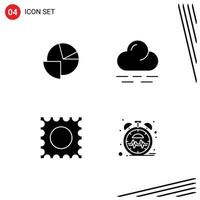 Pictogram Set of 4 Simple Solid Glyphs of analytics beat graph weather pulse Editable Vector Design Elements