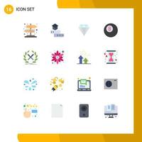 Editable Vector Line Pack of 16 Simple Flat Colors of label emblem diamond battle ball Editable Pack of Creative Vector Design Elements