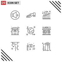 9 Thematic Vector Outlines and Editable Symbols of global browser downfall box bookmark Editable Vector Design Elements