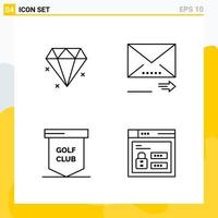 Collection of 4 Universal Line Icons Icon Set for Web and Mobile vector