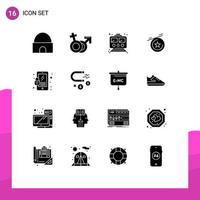 16 Universal Solid Glyphs Set for Web and Mobile Applications lock star male transportation subway Editable Vector Design Elements