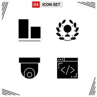 4 Icons Solid Style Grid Based Creative Glyph Symbols for Website Design Simple Solid Icon Signs Isolated on White Background 4 Icon Set vector