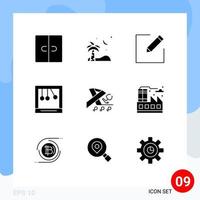 9 Universal Solid Glyph Signs Symbols of awareness health compose stethoscope cradle Editable Vector Design Elements