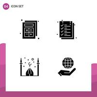 Modern Set of Solid Glyphs and symbols such as add masjid interaction text moon Editable Vector Design Elements