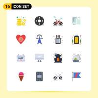 16 Universal Flat Color Signs Symbols of environment shareit bike wlan share Editable Pack of Creative Vector Design Elements