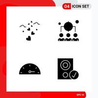 Creative Set of 4 Universal Glyph Icons isolated on White Background vector