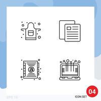 paquete de iconos de vector de stock de 4 signos y símbolos de línea para elementos de diseño de vector editables de computadora de escuela de educación de contacto de delantal