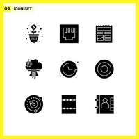 Set of 9 Modern UI Icons Symbols Signs for location compass ui war nuclear Editable Vector Design Elements