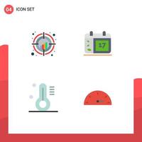 4 Thematic Vector Flat Icons and Editable Symbols of chart temperature target day weather Editable Vector Design Elements