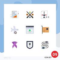 Modern Set of 9 Flat Colors and symbols such as transport flight play cancel document Editable Vector Design Elements