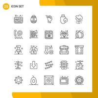 25 Icon Set Line Style Icon Pack Outline Symbols isolated on White Backgound for Responsive Website Designing vector