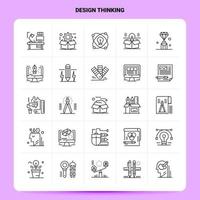 esquema 25 conjunto de iconos de pensamiento de diseño diseño de estilo de línea vectorial conjunto de iconos negros paquete de pictogramas lineales ideas de negocios web y móviles diseño ilustración vectorial vector