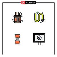 paquete de iconos de vector de stock de 4 signos y símbolos de línea para elementos de diseño de vector editables de reloj de arena de caja lápiz direccional