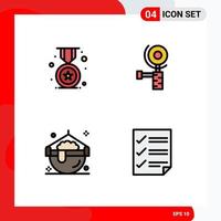 Pictogram Set of 4 Simple Filledline Flat Colors of award magic school grinding checkmarks Editable Vector Design Elements