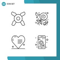 Vector Pack of 4 Outline Symbols Line Style Icon Set on White Background for Web and Mobile