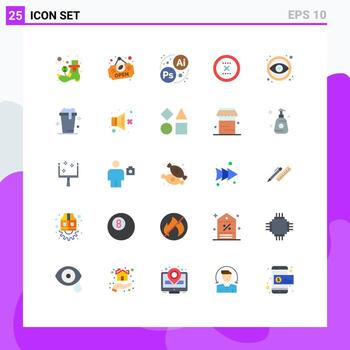 Universal Icon Symbols Group of 25 Modern Flat Colors of tool eye art design delete Editable Vector Design Elements