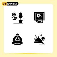 Pack of 4 Modern Solid Glyphs Signs and Symbols for Web Print Media such as home leaf graph success hotel Editable Vector Design Elements