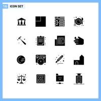 Group of 16 Solid Glyphs Signs and Symbols for strategy business cafe plan construction Editable Vector Design Elements