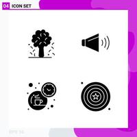 Solid Icon set Pack of 4 Glyph Icons isolated on White Background for Web Print and Mobile vector