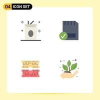 conjunto de pictogramas de 4 iconos planos simples de tarjetas de bebidas elementos de diseño de vectores editables conectados a la computadora