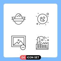 4 Line Black Icon Pack Outline Symbols for Mobile Apps isolated on white background 4 Icons Set vector